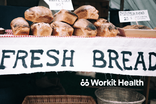 Fresh bread being sold at a bake sale. healthy carbohydrates