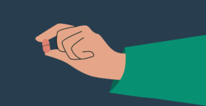 illustration of a hand holding out a pill
