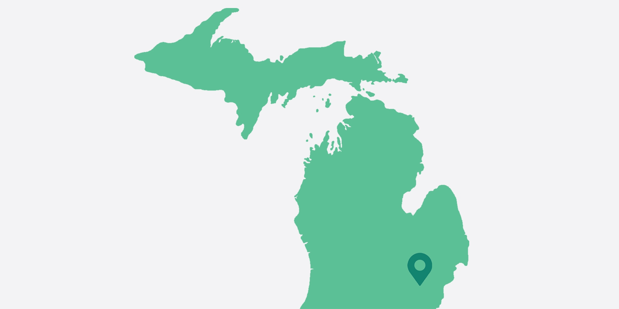 Map of Michigan with a pin in the Ann Arbor location of the Workit Health Clinic