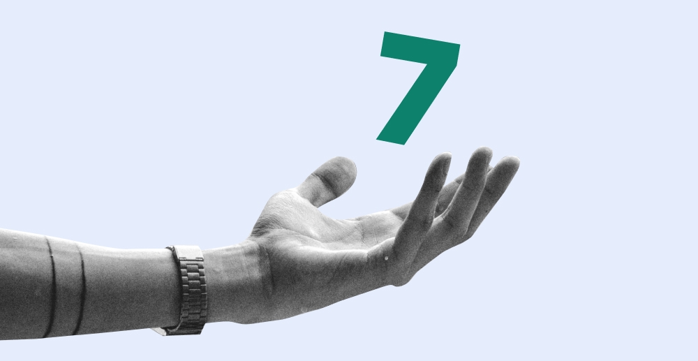 An upturned hand with the number 7 hovering above it. 7 ways to support someone in Suboxone treatment