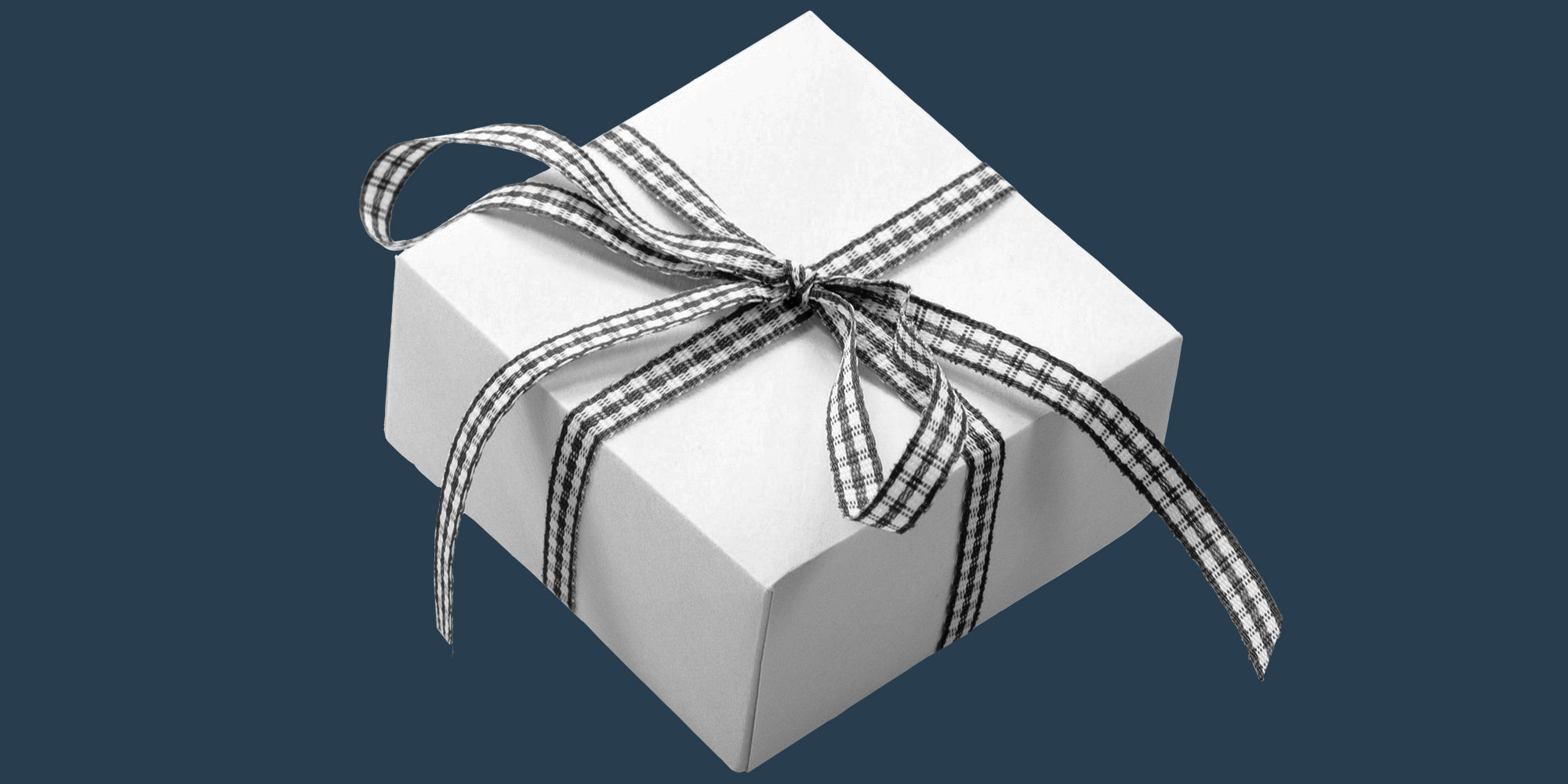 Wrapped gift with a gingham bow