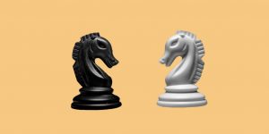 Two chess knights facing one another on a yellow background. What The Queen's Gambit got right about addiction