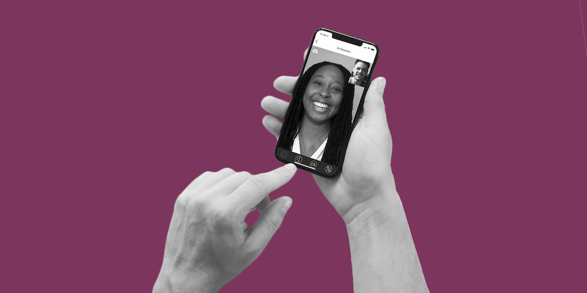 Video doctor appointment via phone app. Accessible treatment during COVID
