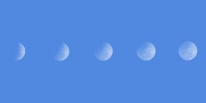 Phases of the moon on a blue background. Recovery evolves