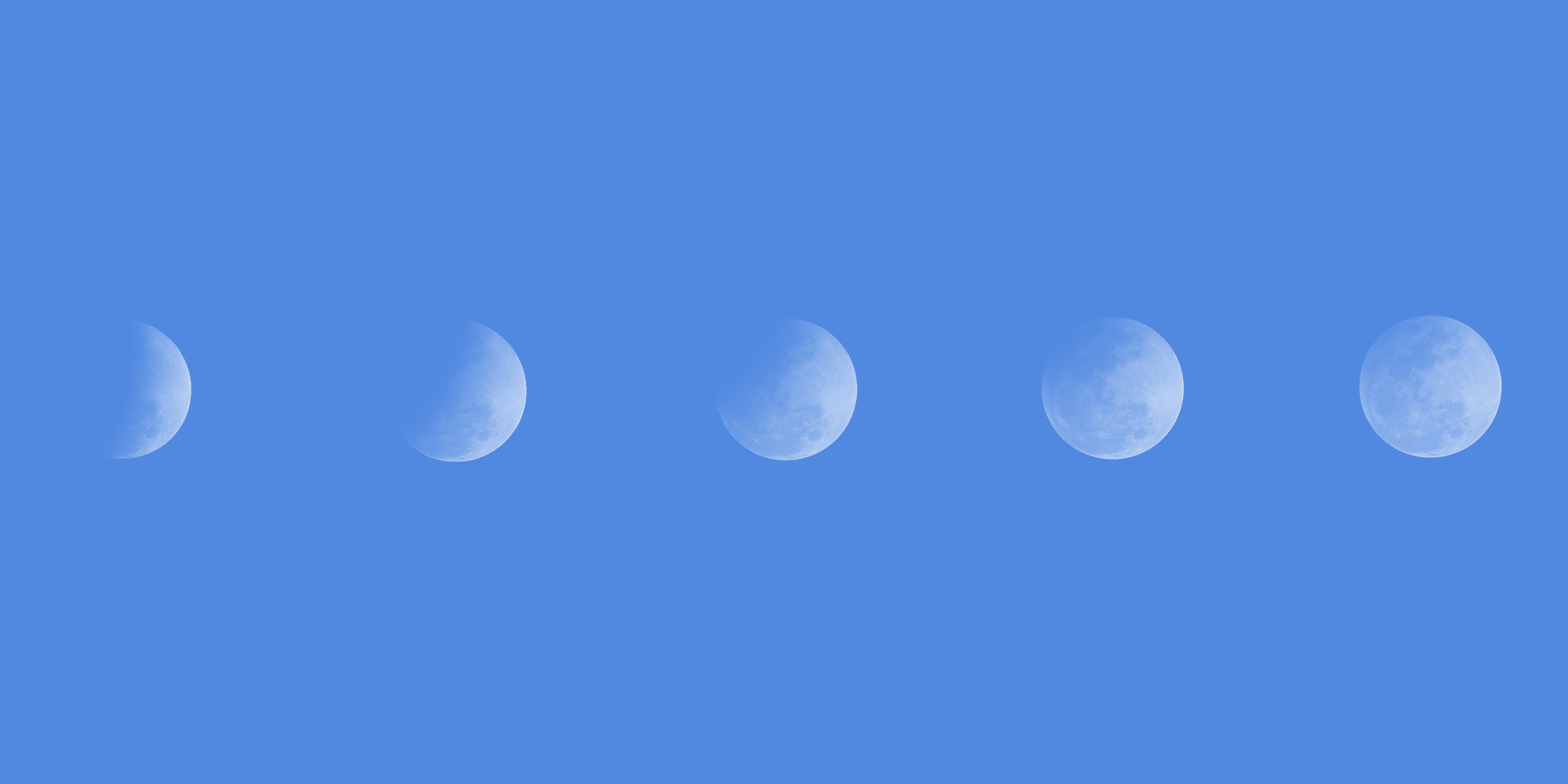 Phases of the moon on a blue background. Recovery evolves
