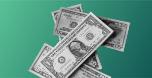 Dollar bills against a green gradient background. Affording your Suboxone prescription