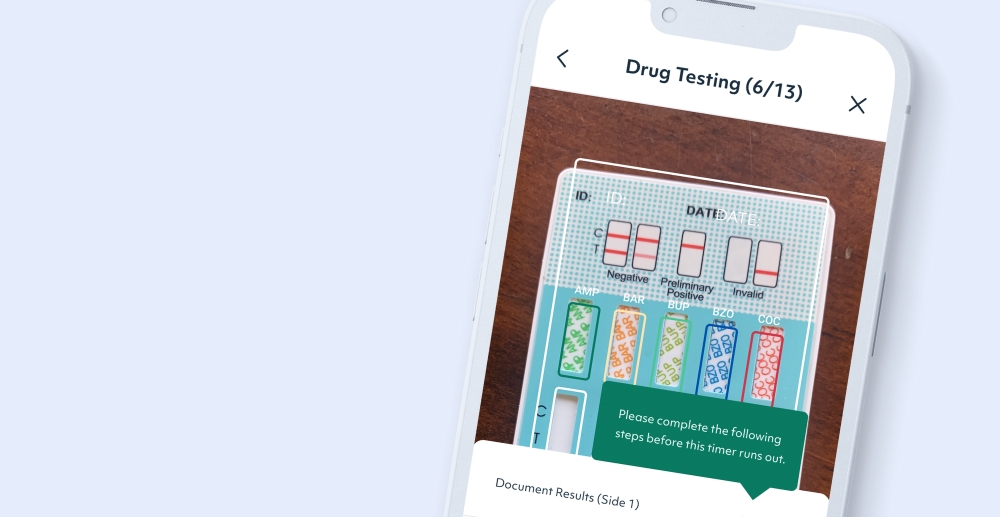 Smartphone displaying drug screening on the Workit Health app