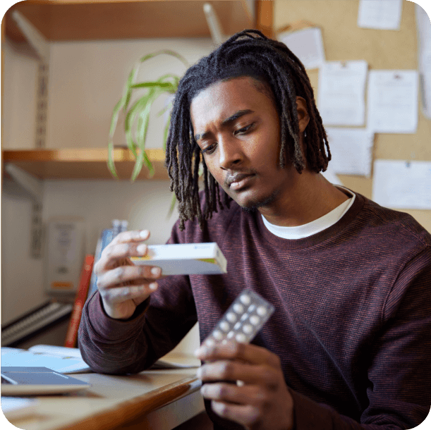 man looking at phone