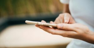 Closeup on hands holding a smartphone
