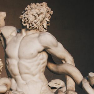 Ancient Roman statue of Laocoön and His Sons, struggling against serpents. Cope with public tragedy