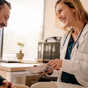 man-woman-doctor-chatting