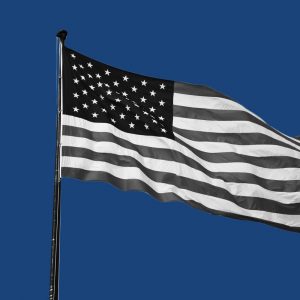 American flag on a blue background. President Biden's opioid plan