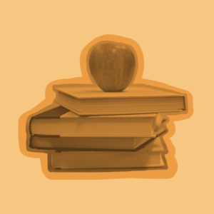 a stack of books with an apple on top