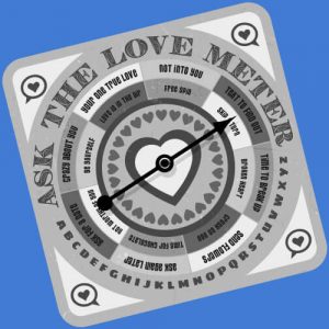 A game spinner titled "As the Love Meter." Unhealthy relationships in sobriety