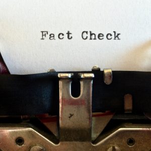 Olf fashioned typewriter with the words "Fact Check" typed on the paper. Debunking Fentanyl Myths