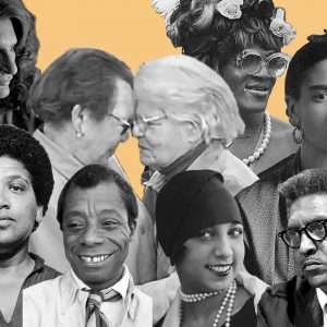 LGBTQIA+ History, showing faces of many key activists